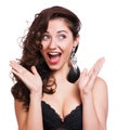 Studio Shot of Funny Surprised Woman Royalty Free Stock Photo