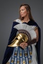 Female warlord from ancient greece with plumed helmet