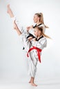 The studio shot of group of kids training karate martial arts Royalty Free Stock Photo