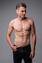Studio shot of handsome muscular man shirtless Royalty Free Stock Photo