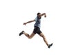 The studio shot of high jump athlete is in action Royalty Free Stock Photo