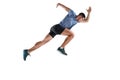 The studio shot of high jump athlete is in action Royalty Free Stock Photo