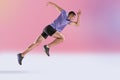 The studio shot of high jump athlete is in action Royalty Free Stock Photo