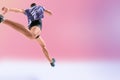 The studio shot of high jump athlete is in action Royalty Free Stock Photo