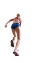 The studio shot of high jump female athlete is in action Royalty Free Stock Photo