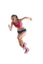 The studio shot of high jump female athlete is in action Royalty Free Stock Photo
