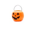 Studio shot Jack O` Lantern Halloween pumpkin pail isolated on w Royalty Free Stock Photo