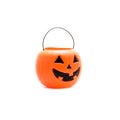 Studio shot Jack O` Lantern Halloween pumpkin pail isolated on w Royalty Free Stock Photo