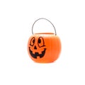 Studio shot Jack O` Lantern Halloween pumpkin pail isolated on w Royalty Free Stock Photo