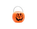 Studio shot Jack O` Lantern Halloween pumpkin pail isolated on w Royalty Free Stock Photo