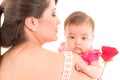 Studio shot of loving mother holding baby Royalty Free Stock Photo