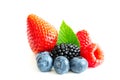 Studio shot mixed berries isolated on white Royalty Free Stock Photo