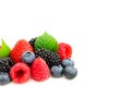 Studio shot mixed berries isolated on white Royalty Free Stock Photo