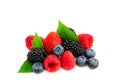 Studio shot mixed berries isolated on white Royalty Free Stock Photo