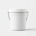 In a studio shot with a plain design, a simple white plastic container is featured as a storage solution and Royalty Free Stock Photo