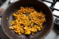 Studio-shot of preparing lunch for the family. cooking pumpkin soup in a modern kitchen. Royalty Free Stock Photo