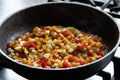 Studio-shot of preparing lunch for the family. cooking pumpkin soup in a modern kitchen. Royalty Free Stock Photo