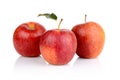 Studio shot of red apples with leaf Royalty Free Stock Photo