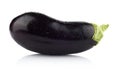 Studio shot of single wet aubergine eggplant isolated white Royalty Free Stock Photo