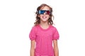 Studio shot of smiley girl in 3d glasses Royalty Free Stock Photo