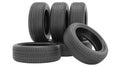 Stack of New Car Tires on Black Background Royalty Free Stock Photo