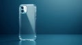 Studio Shot of a Transparent Phone Case on a Gradient Blue Background Royalty Free Stock Photo