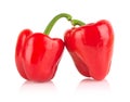 Studio shot of two red bell peppers isolated on white Royalty Free Stock Photo