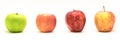 Studio shot variety of Fuji, Granny Smith, Red Delicious, Gala a