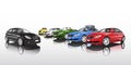 Studio Shot Vector Of Group Of Multi-Colored Cars In A Row