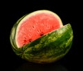Studio shot whole watermelon with hole black