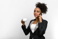 Portrait of young beautiful African businesswoman with Afro hair Royalty Free Stock Photo