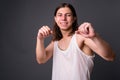 Young handsome androgynous man with long hair Royalty Free Stock Photo