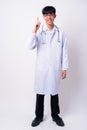 Portrait of happy young handsome Asian man doctor Royalty Free Stock Photo