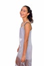 Studio shot of young happy teenage girl isolated against white background Royalty Free Stock Photo