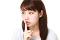 Young Japanese woman whith silence gestures