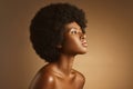 Studio shot of a young stunning African American woman with a beautiful afro. Confident black female model showing her Royalty Free Stock Photo