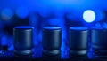 Studio Soundboard Knobs with Blue Bokeh Lights Royalty Free Stock Photo