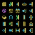 Studio soundproofing icons set vector neon