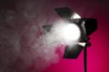 Studio spot light with smoke Royalty Free Stock Photo