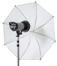 Studio strobe light flash with umbrella Royalty Free Stock Photo