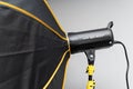 Studio strobe light flash with an umbrella Royalty Free Stock Photo