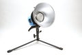 Studio strobe with reflector isolated on white Royalty Free Stock Photo