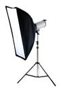 Studio strobe with softbox isolated on the white Royalty Free Stock Photo