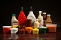 studio, with variety of fast food sauces and condiments, for commercial or promotional use
