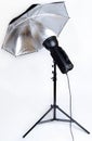 studioflash with silver umbrella Royalty Free Stock Photo