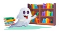 Studious Ghost with Stack of Books, vector design Generative AI Royalty Free Stock Photo