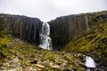 Studlafoss and Studlagil Basalt Rock Columns Canyon Dramatic Landscape river in Jokuldalur, Iceland Royalty Free Stock Photo