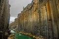 Studlafoss and Studlagil Basalt Rock Columns Canyon Dramatic Landscape river in Jokuldalur, Iceland Royalty Free Stock Photo