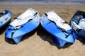 Studland, Dorset, England - June 01 2018: Bright blue and white