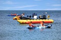 Studland, Dorset, England - June 01 2018: People in various boat